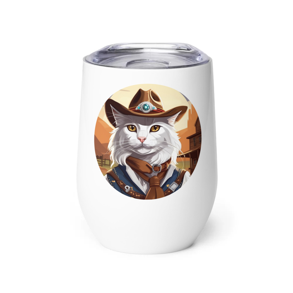 PugMug Custom White Maine Coon Cat Wine Tumbler