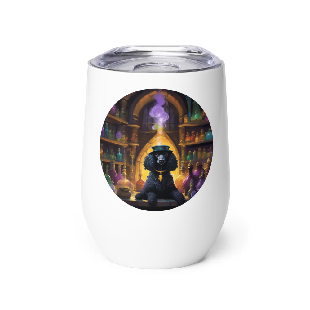PugMug Custom Black Poodle Wine Tumbler