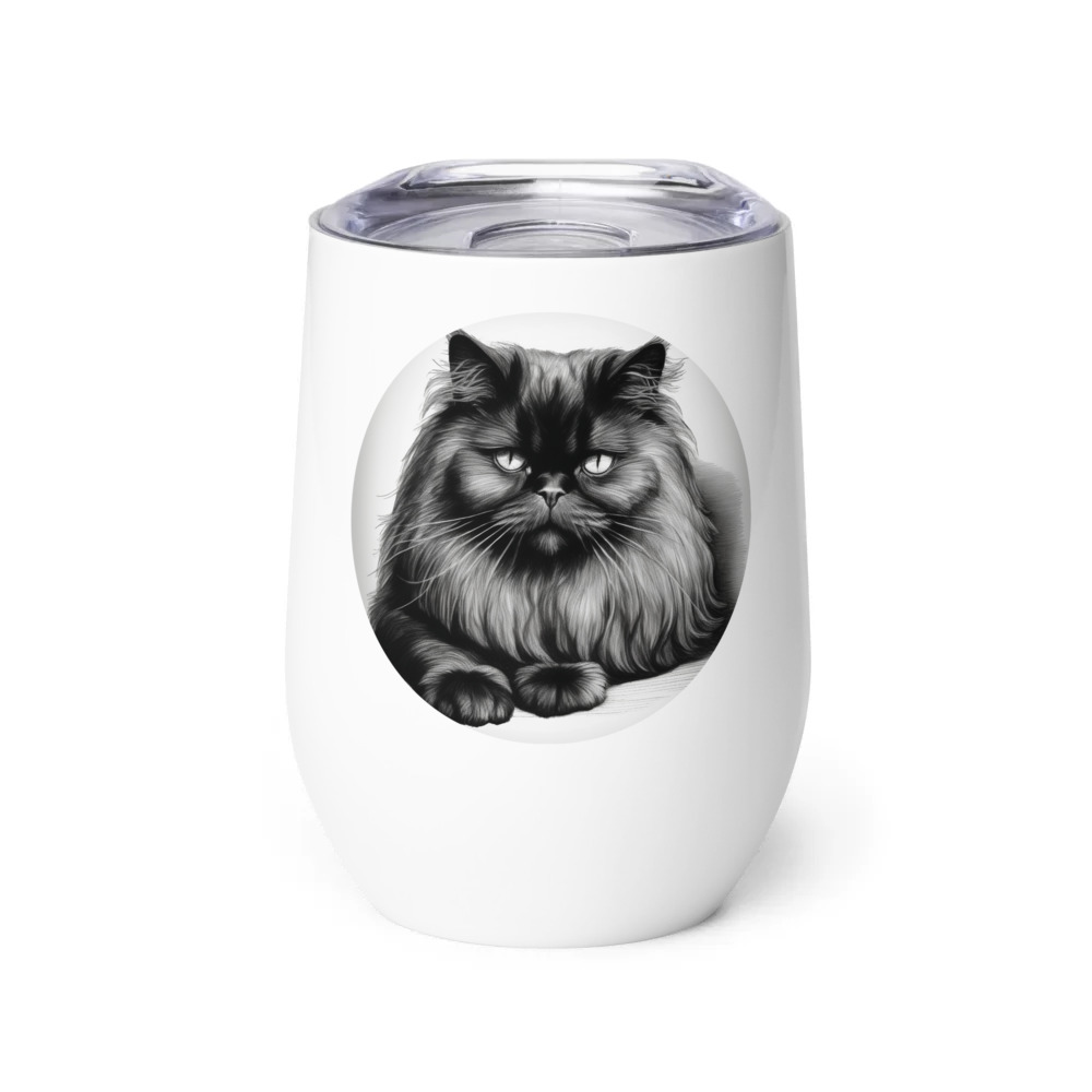 PugMug Custom Black Persian Cat Wine Tumbler