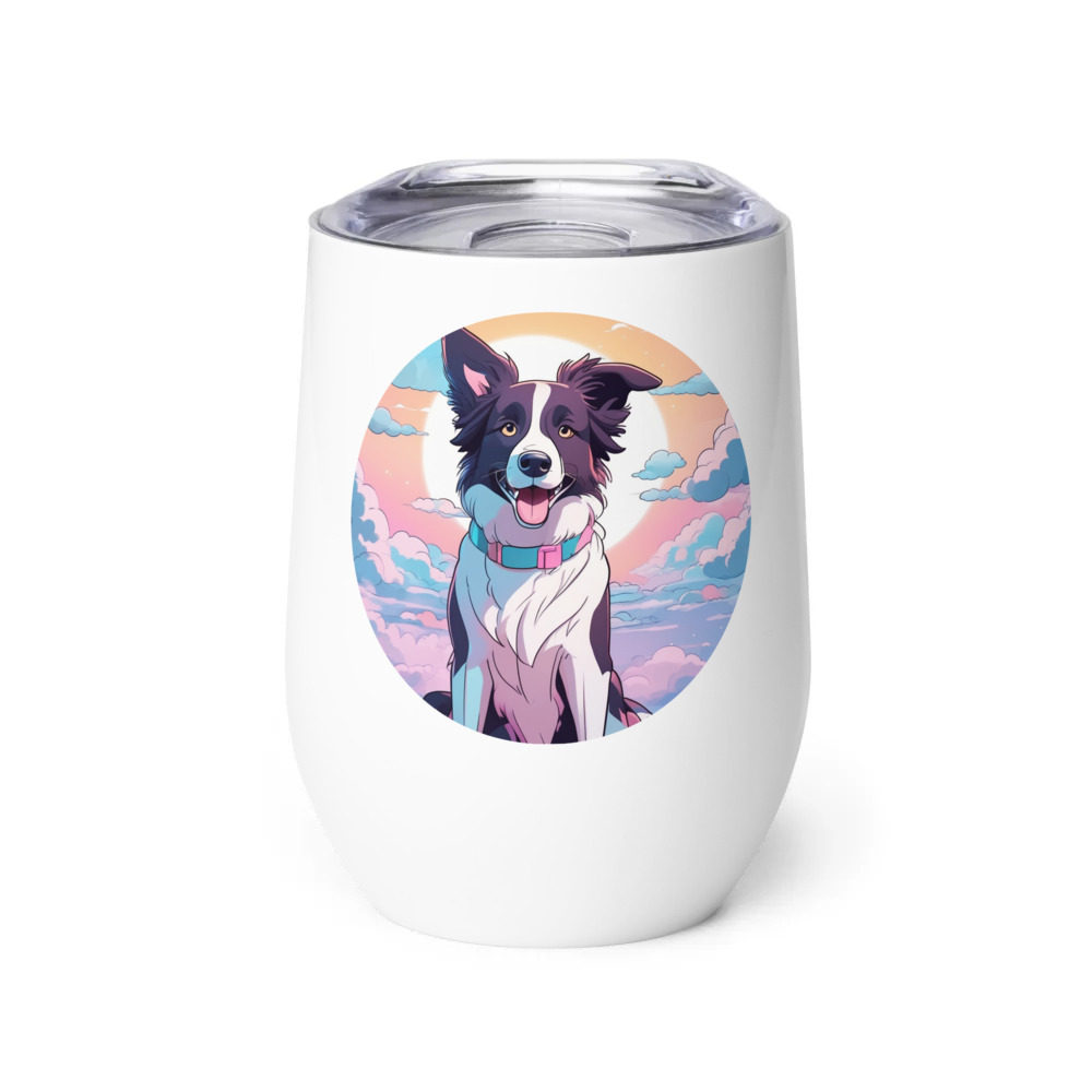 PugMug Custom Border Collie Wine Tumbler