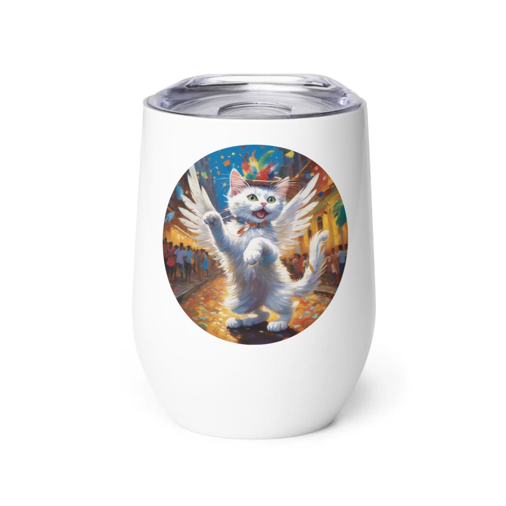PugMug Custom White Companion Cat Wine Tumbler