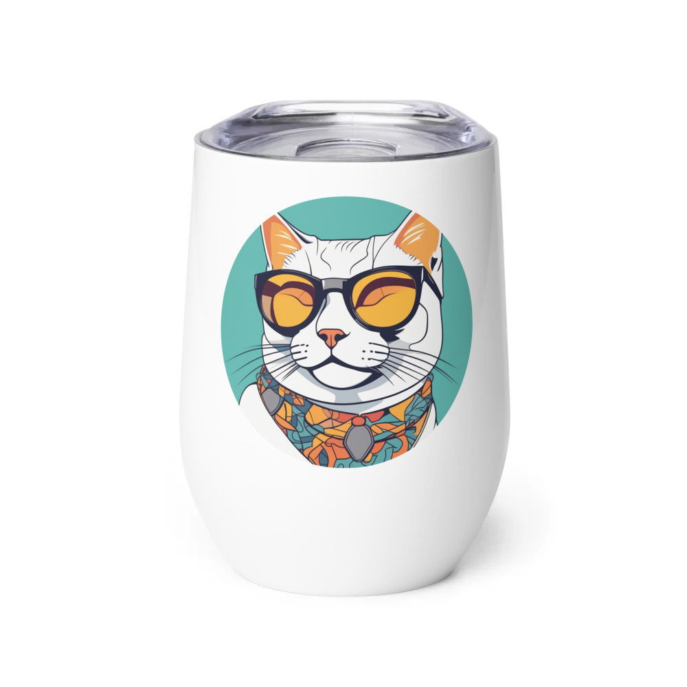 PugMug Custom White British Shorthair Cat Wine Tumbler