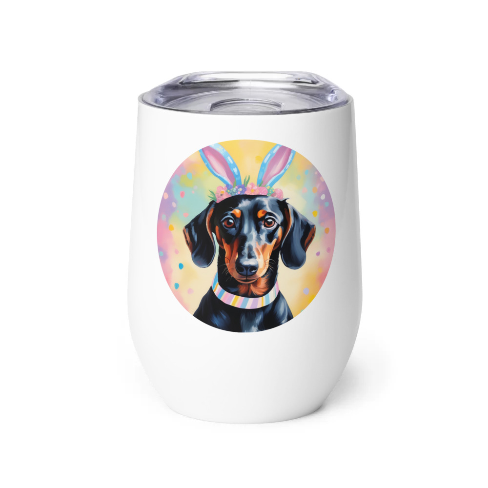PugMug Custom Black Dachshund Wine Tumbler
