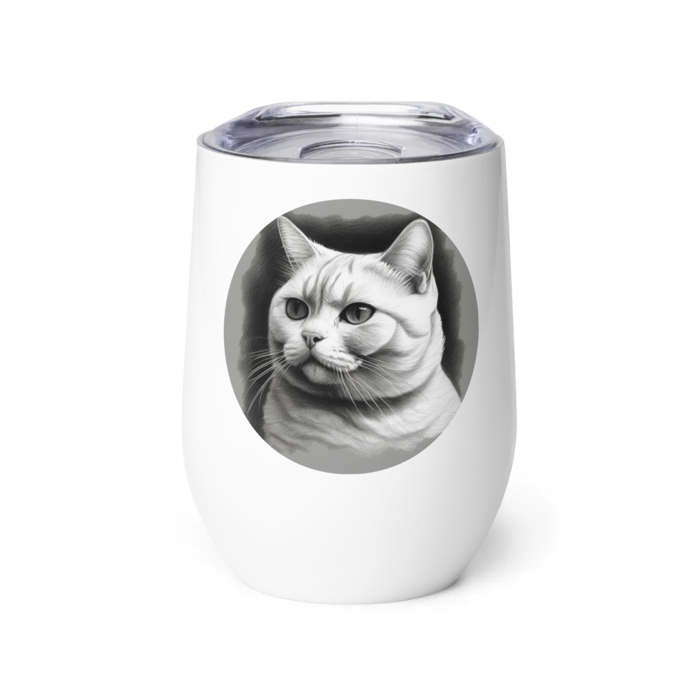 PugMug Custom White British Shorthair Cat Wine Tumbler