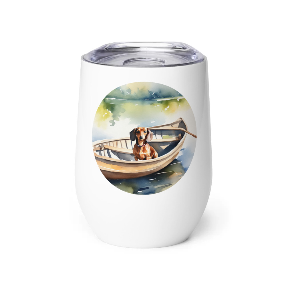 PugMug Custom Tan Dachshund Wine Tumbler