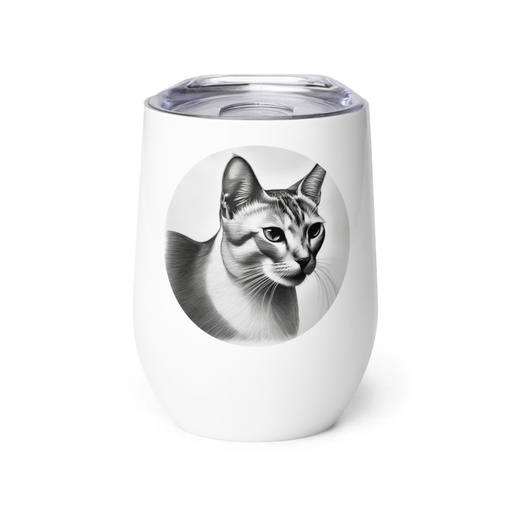 PugMug Custom White Abyssinian Cat Wine Tumbler