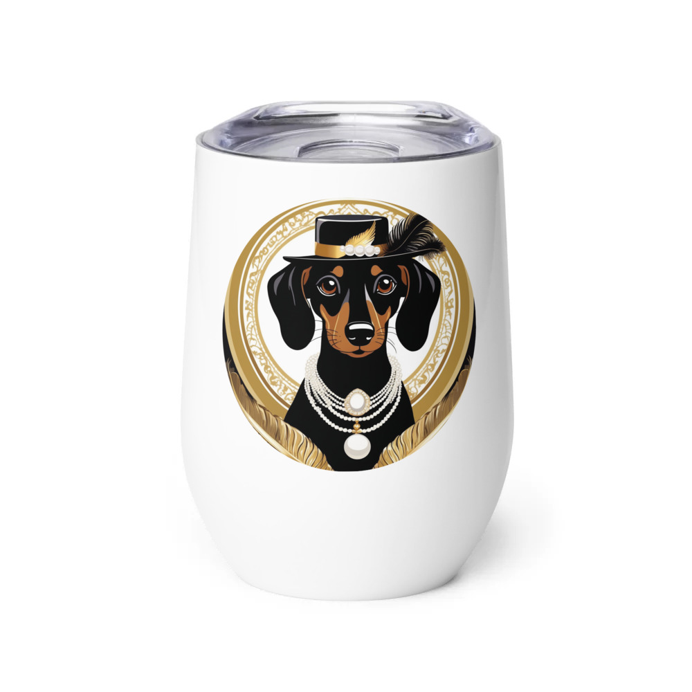 PugMug Custom Black Dachshund Wine Tumbler