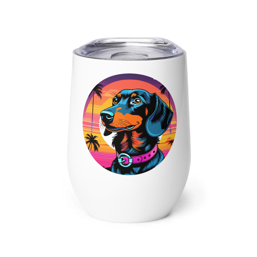 PugMug Custom Black Dachshund Wine Tumbler