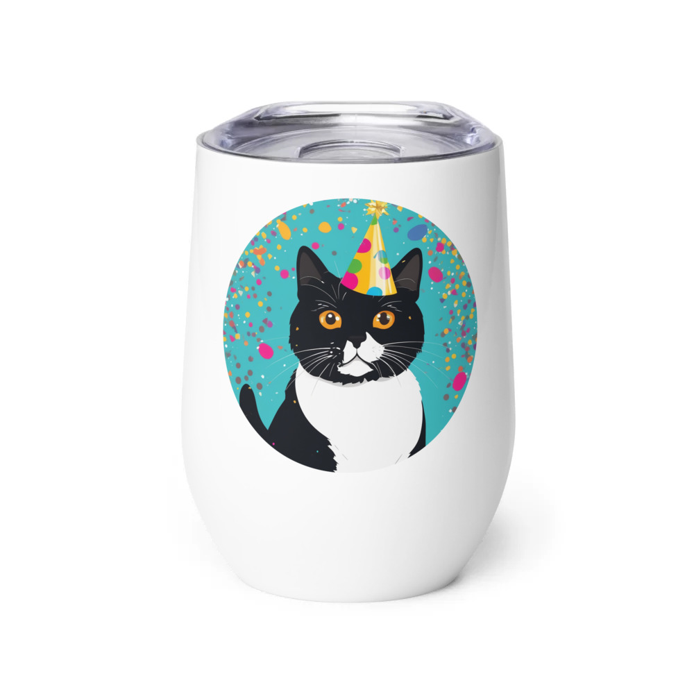 PugMug Custom Black British Shorthair Cat Wine Tumbler