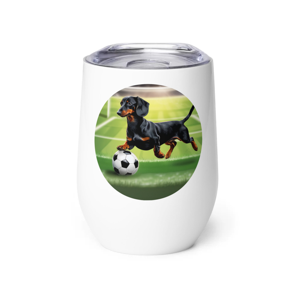 PugMug Custom Black Dachshund Wine Tumbler