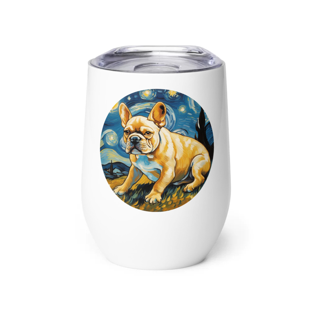 PugMug Custom Tan French Bulldog Wine Tumbler