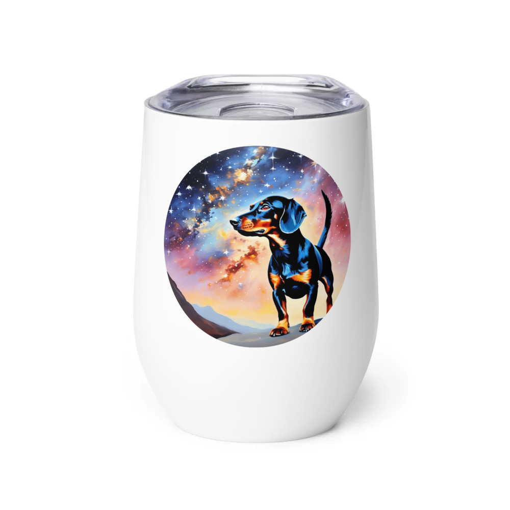 PugMug Custom Black Dachshund Wine Tumbler