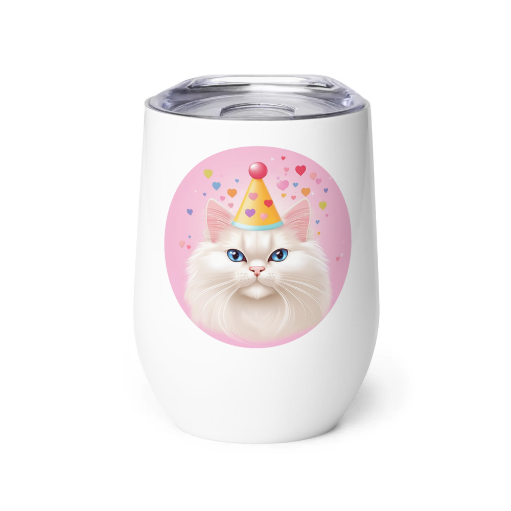 PugMug Custom White Persian Cat Wine Tumbler