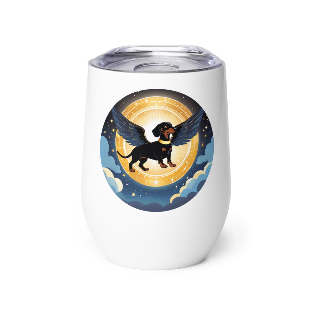 PugMug Custom Black Dachshund Wine Tumbler