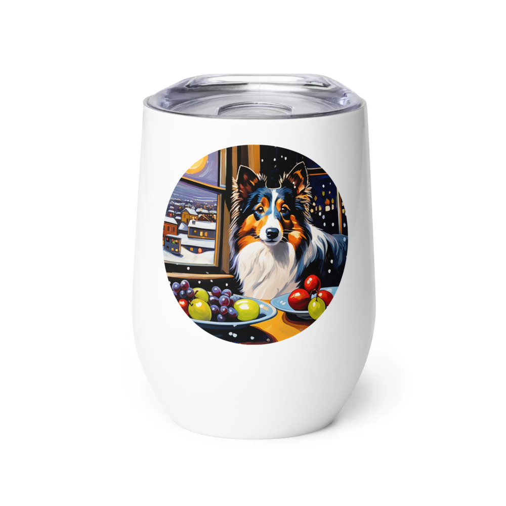 PugMug Custom Shetland Sheepdog Wine Tumbler