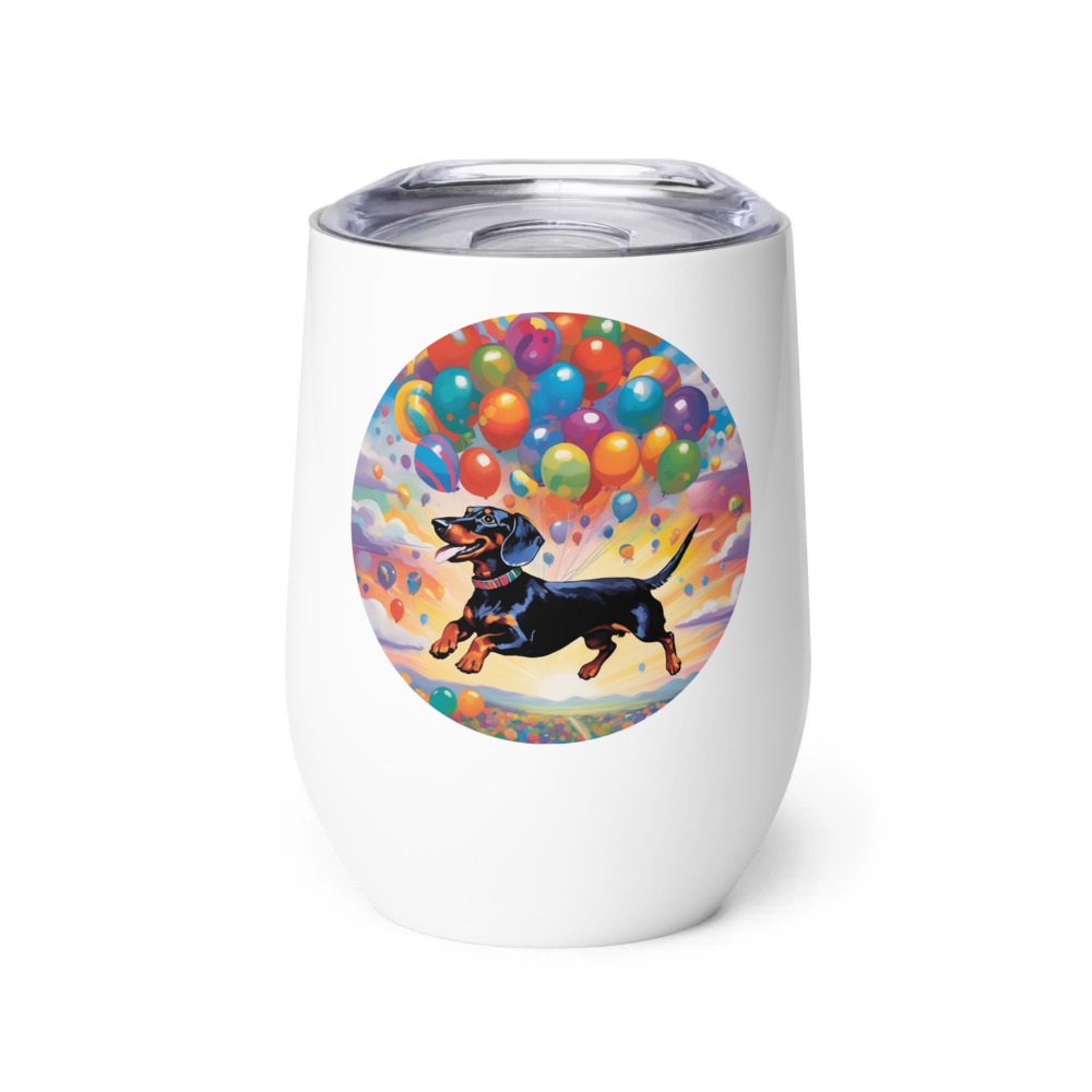 PugMug Custom Black Dachshund Wine Tumbler