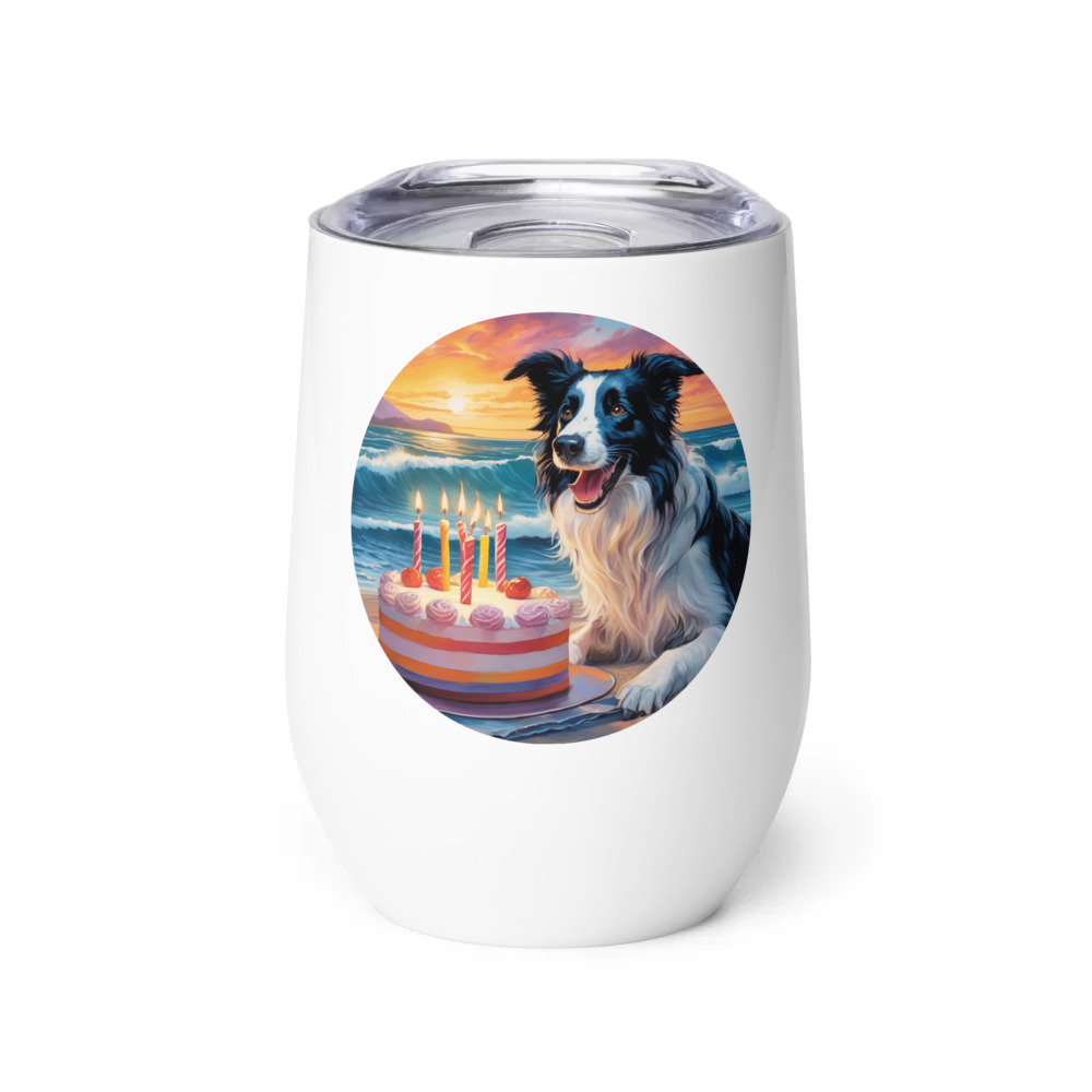 PugMug Custom Border Collie Wine Tumbler