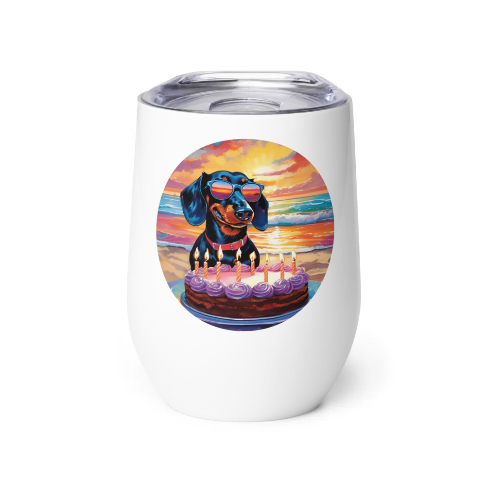 PugMug Custom Black Dachshund Wine Tumbler