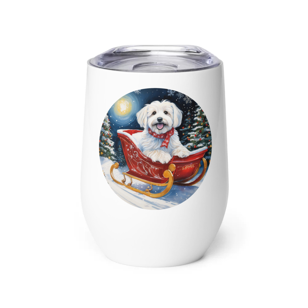 PugMug Custom White Havanese Dog Wine Tumbler