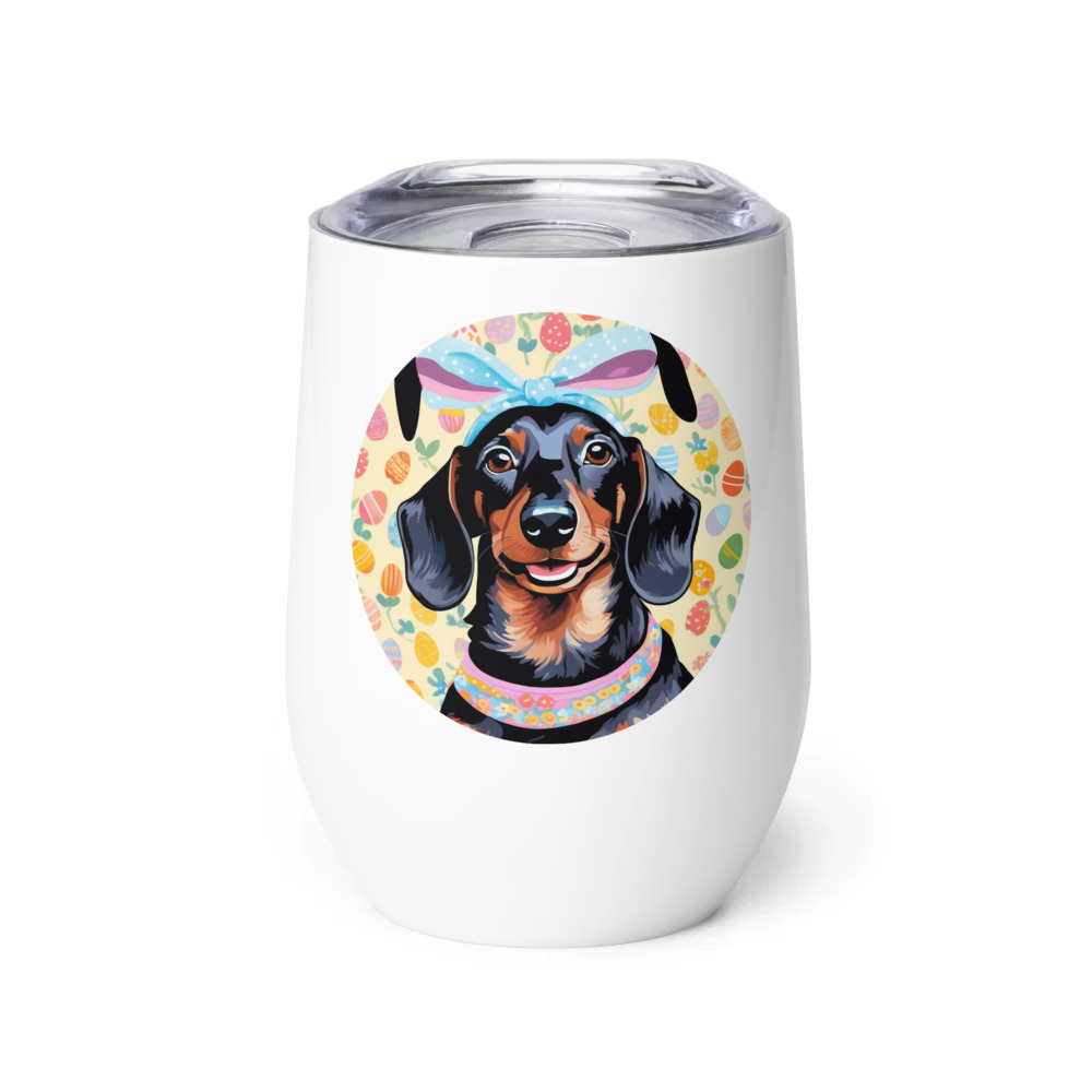PugMug Custom Black Dachshund Wine Tumbler