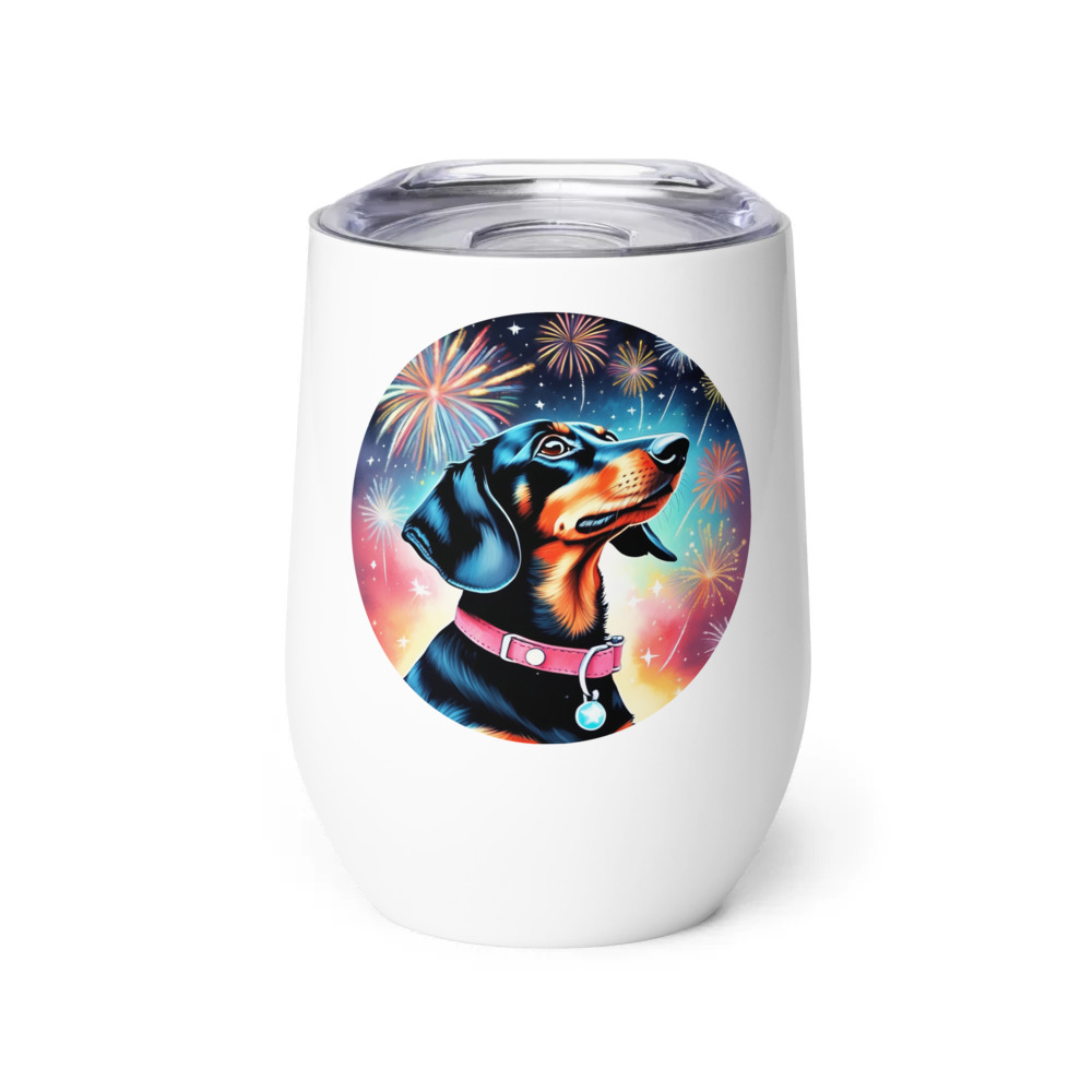 PugMug Custom Black Dachshund Wine Tumbler