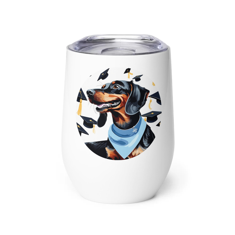 PugMug Custom Black Dachshund Wine Tumbler