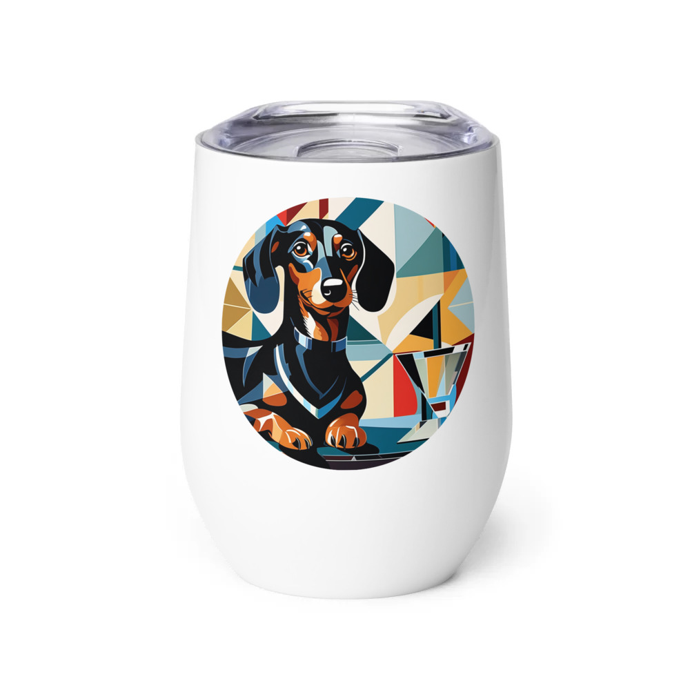 PugMug Custom Black Dachshund Wine Tumbler