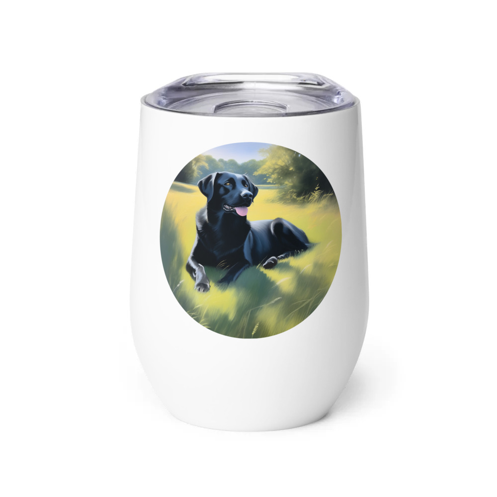 PugMug Custom Black Labrador Retriever Wine Tumbler
