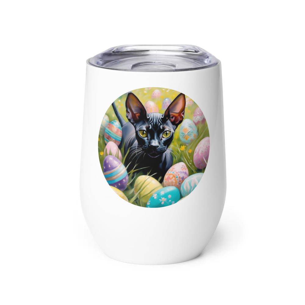 PugMug Custom Black Sphynx Cat Wine Tumbler