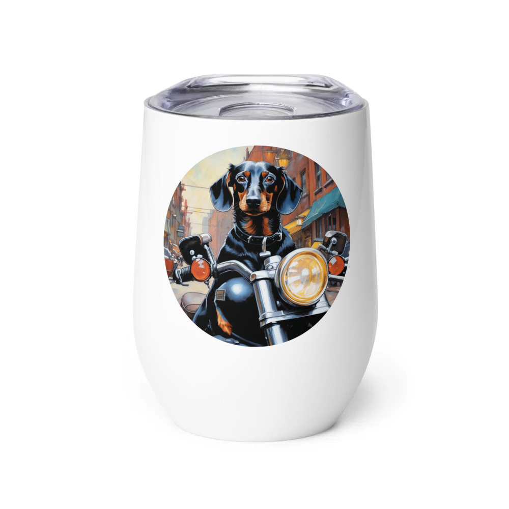 PugMug Custom Black Dachshund Wine Tumbler