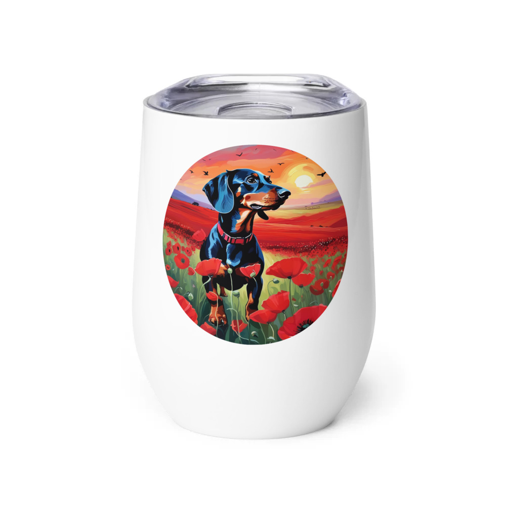 PugMug Custom Black Dachshund Wine Tumbler