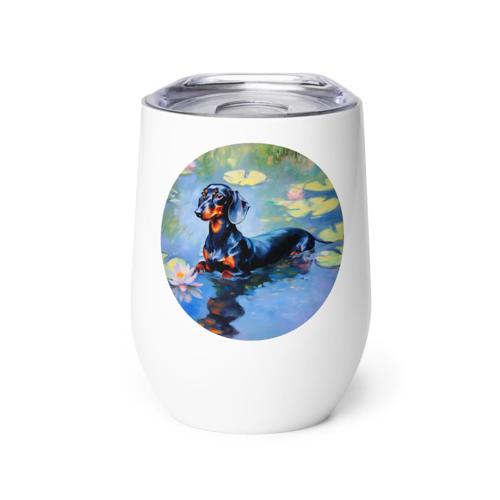 PugMug Custom Black Dachshund Wine Tumbler