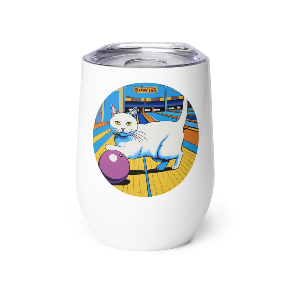 PugMug Custom White Companion Cat Wine Tumbler