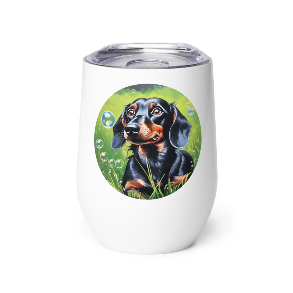 PugMug Custom Black Dachshund Wine Tumbler
