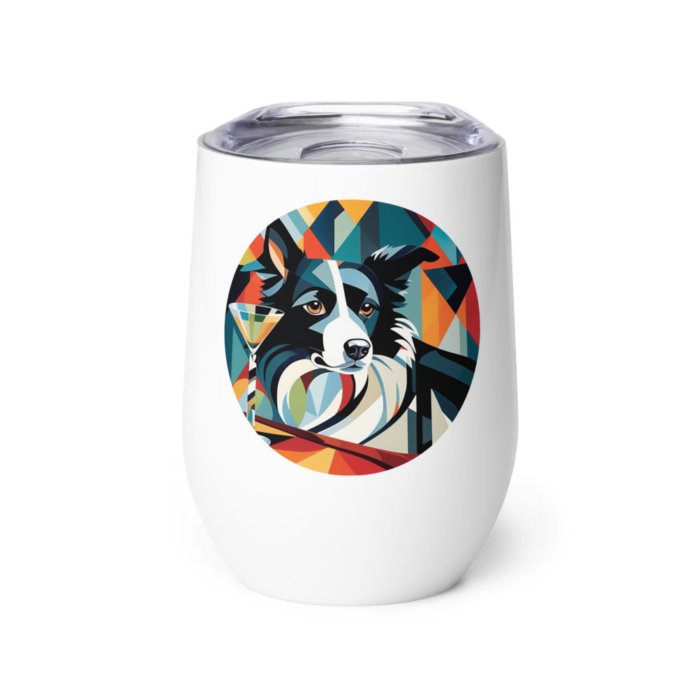 PugMug Custom Border Collie Wine Tumbler