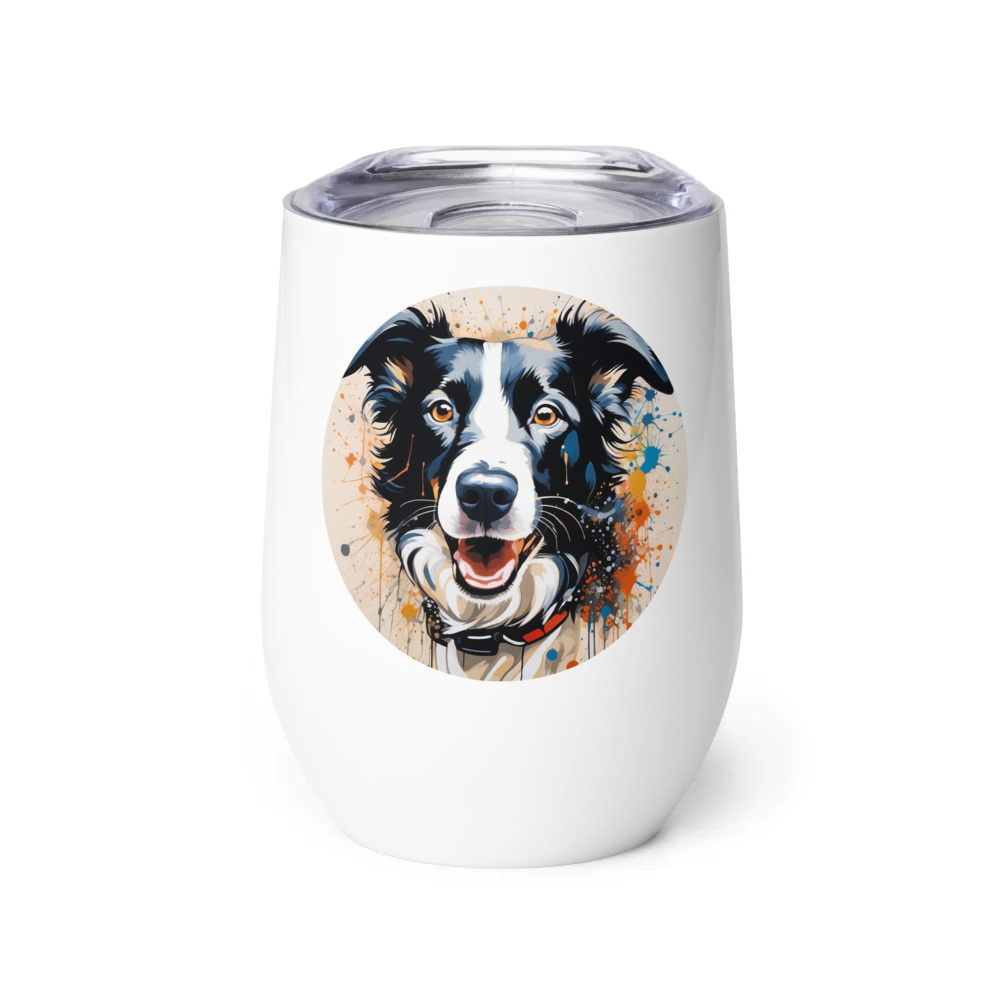 PugMug Custom Border Collie Wine Tumbler