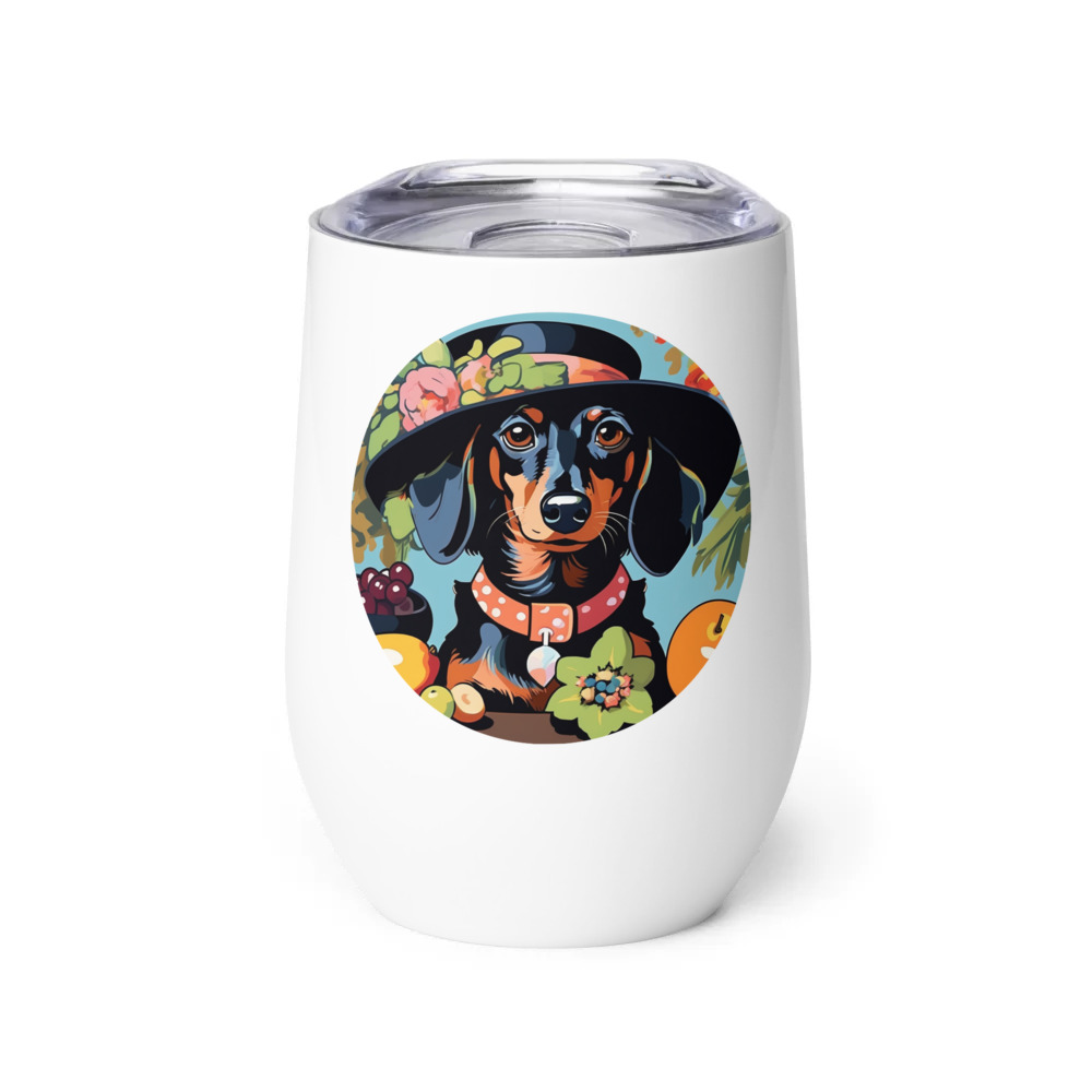 PugMug Custom Black Dachshund Wine Tumbler