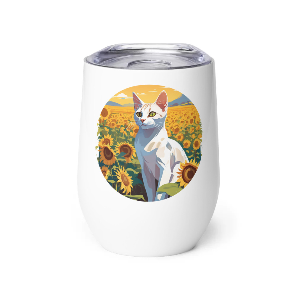 PugMug Custom White Abyssinian Cat Wine Tumbler