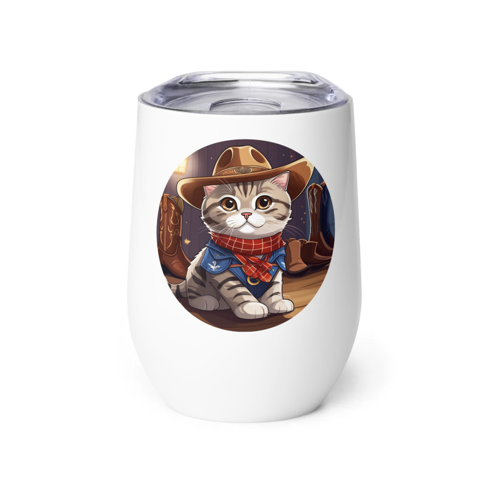 PugMug Custom Tabby Scottish Fold Cat Wine Tumbler