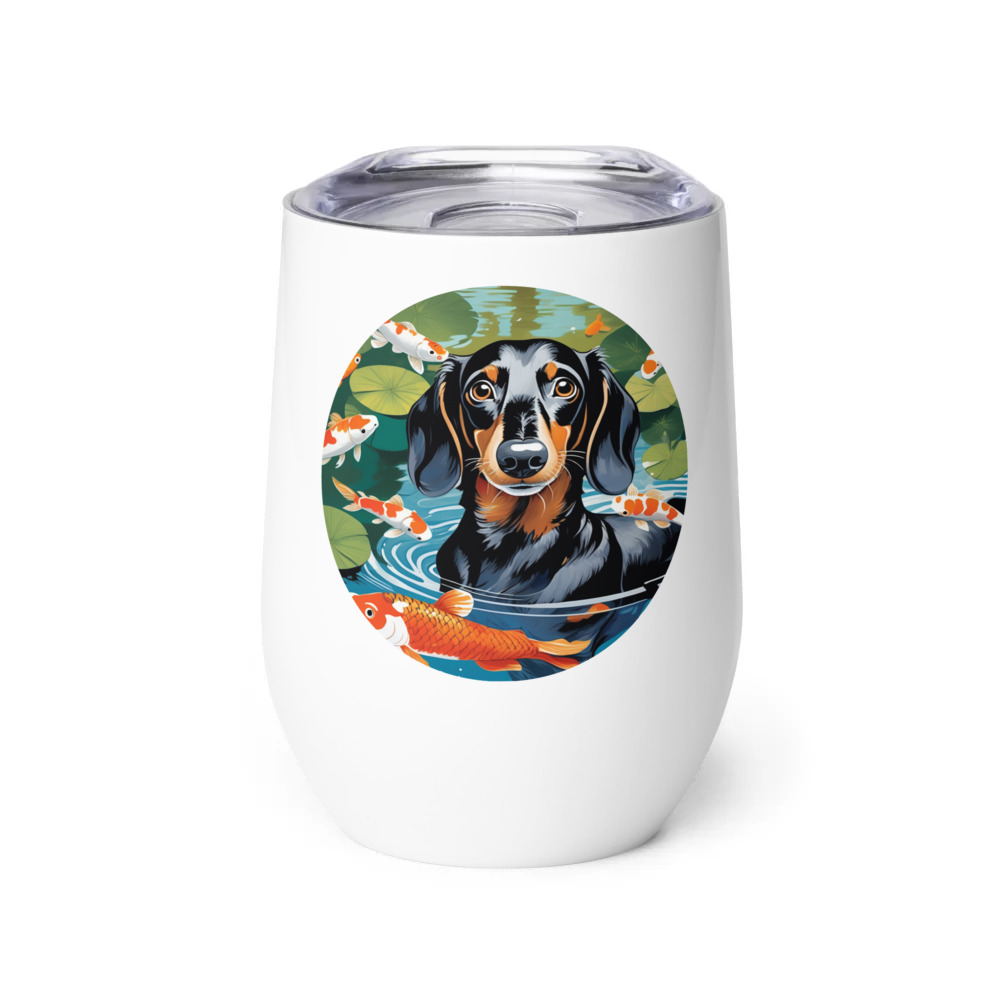 PugMug Custom Black Dachshund Wine Tumbler