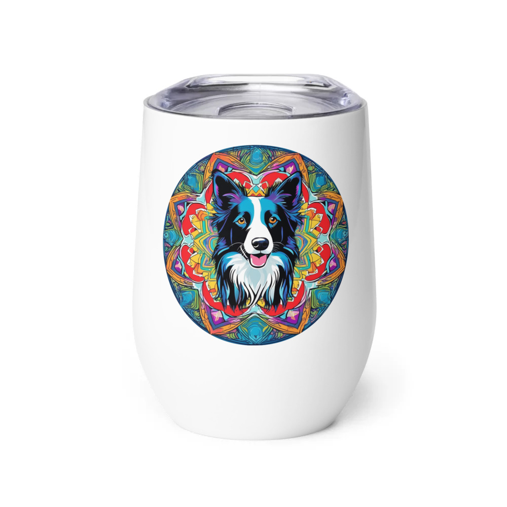 PugMug Custom Border Collie Wine Tumbler