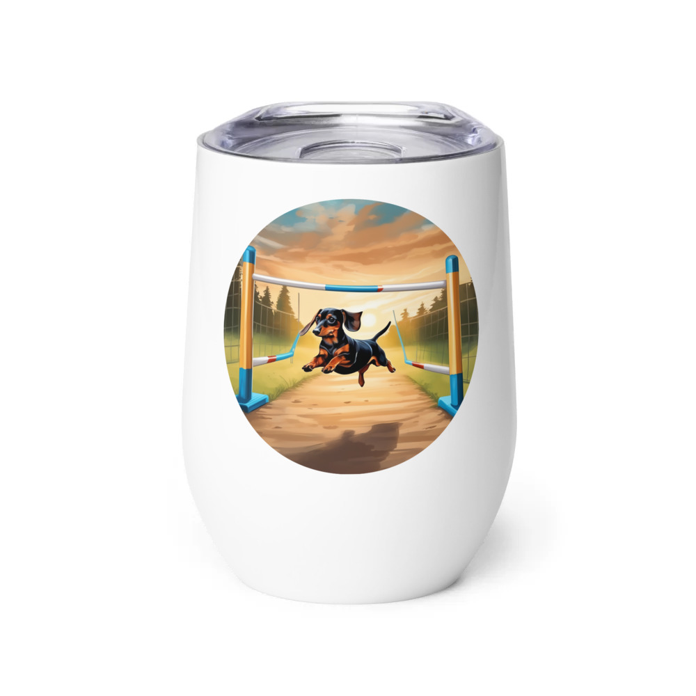 PugMug Custom Tan Dachshund Wine Tumbler