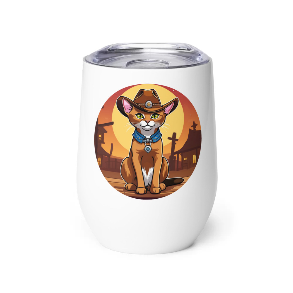 PugMug Custom Tabby Abyssinian Cat Wine Tumbler