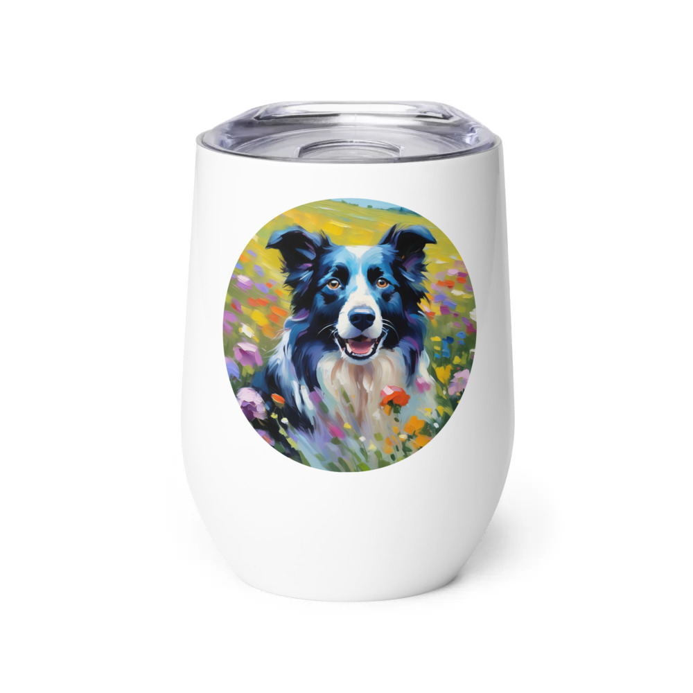 PugMug Custom Border Collie Wine Tumbler