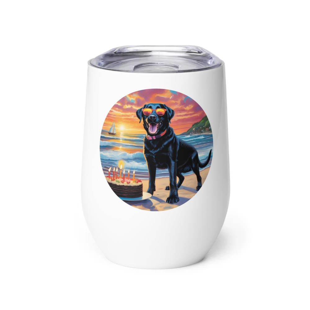 PugMug Custom Black Labrador Retriever Wine Tumbler