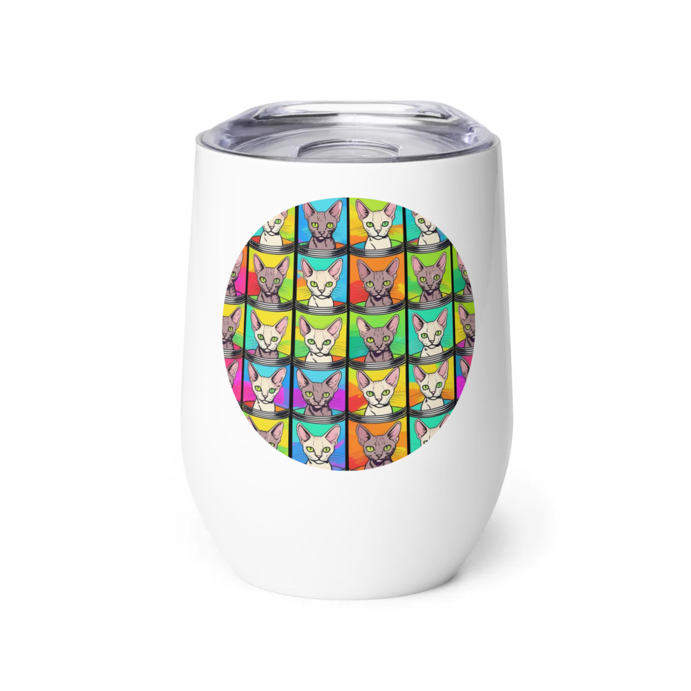 PugMug Custom Tabby Devon Rex Cat Wine Tumbler