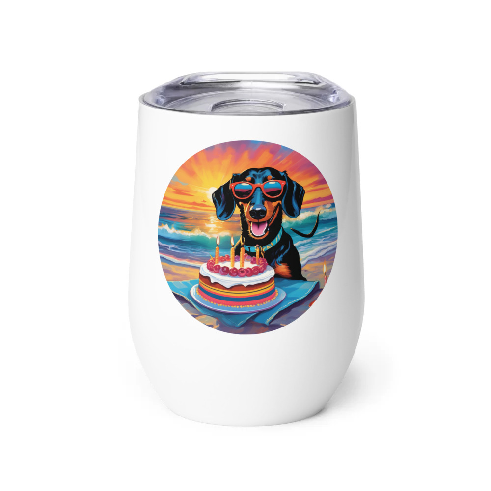 PugMug Custom Black Dachshund Wine Tumbler