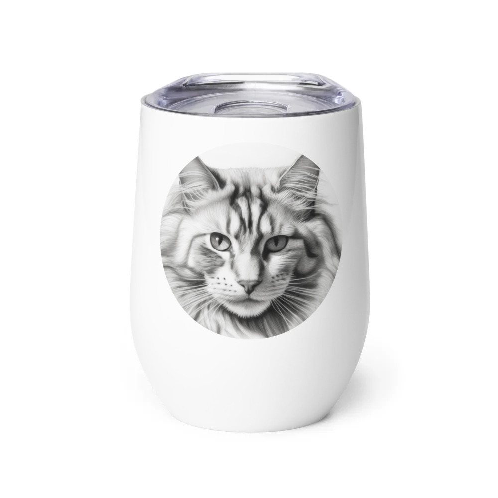 PugMug Custom White Maine Coon Cat Wine Tumbler
