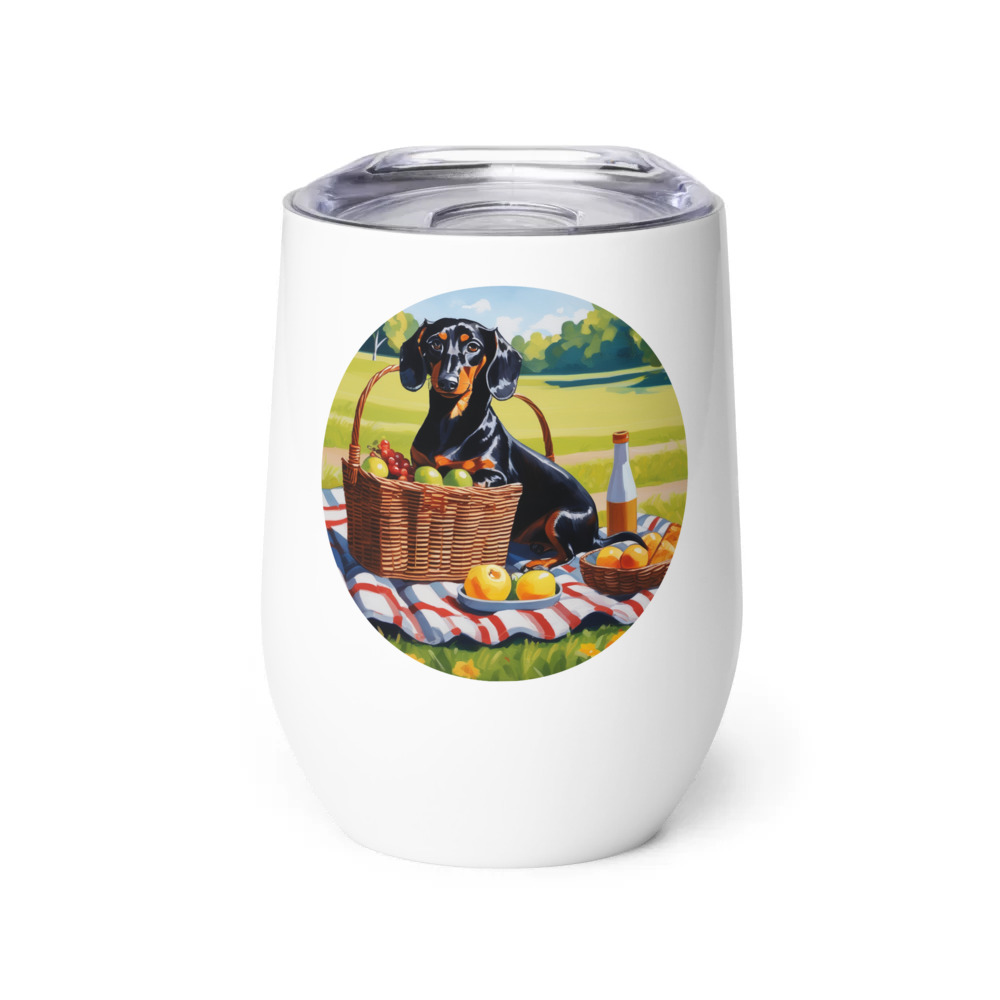 PugMug Custom Black Dachshund Wine Tumbler