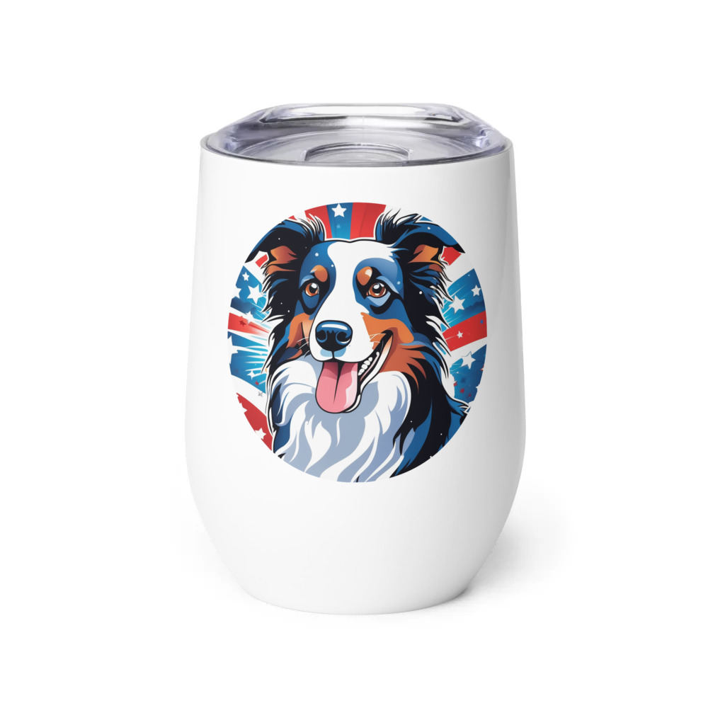 PugMug Custom Border Collie Wine Tumbler